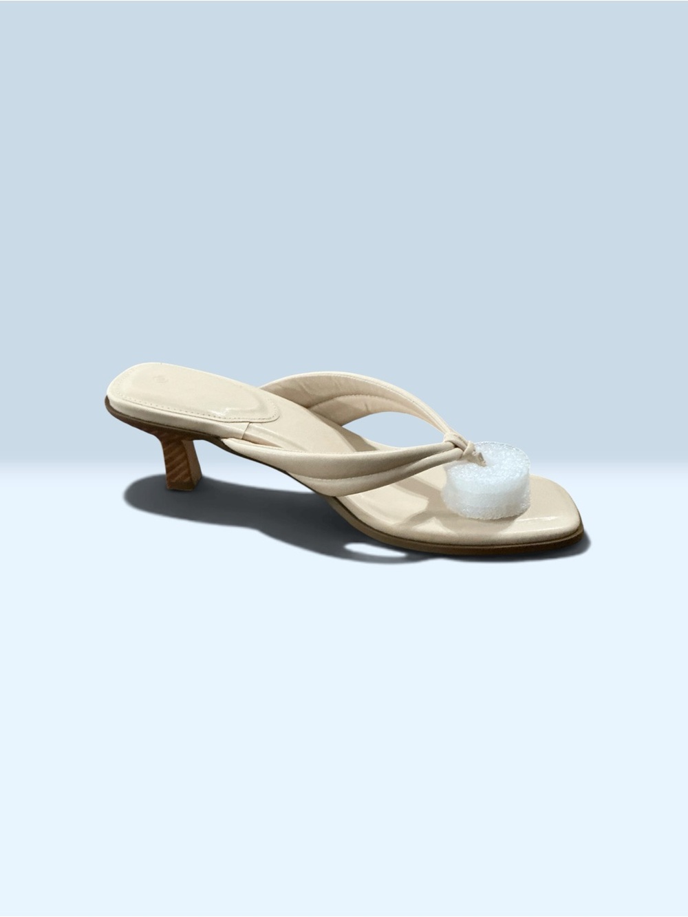 Women’s Cream Kitten Heel Thong Sandal